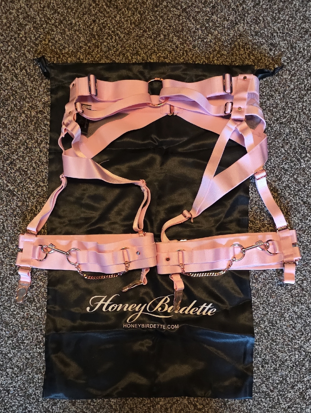 Honey Birdette KUKURO Light Baby Pink Suspender Garter Belt